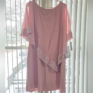 SLNY Fashions Metallic Trim Capelet Sheath Dress